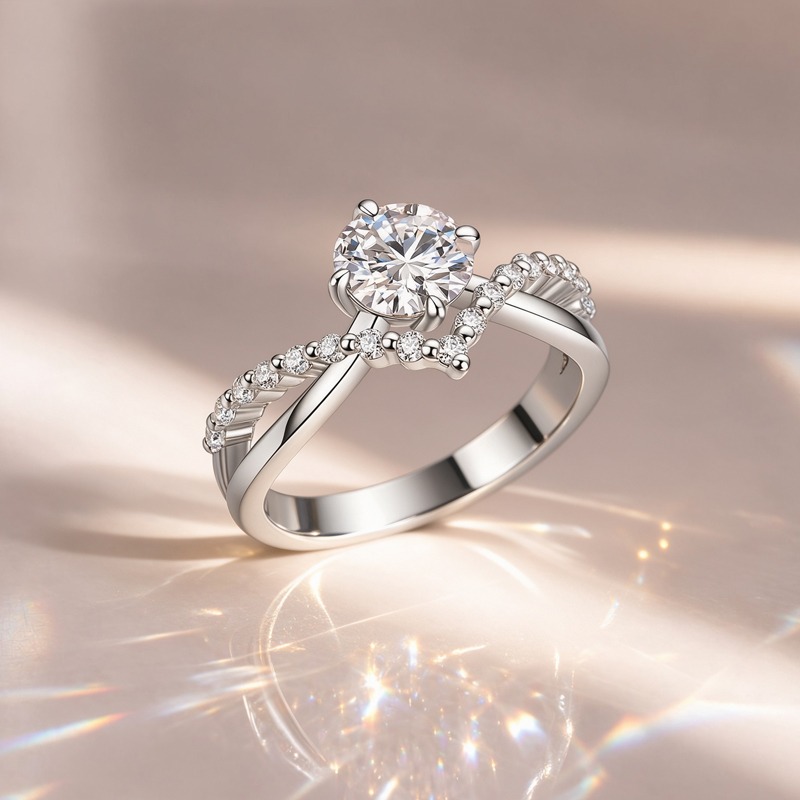 Unisex 925 Silver Moissanite Round-Cut Halo Ring, Classic Design